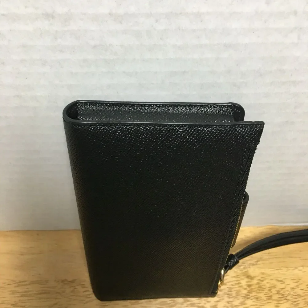Authentic Coach Tech Phone Wallet Black Leather Wristlet. Excellent Condition